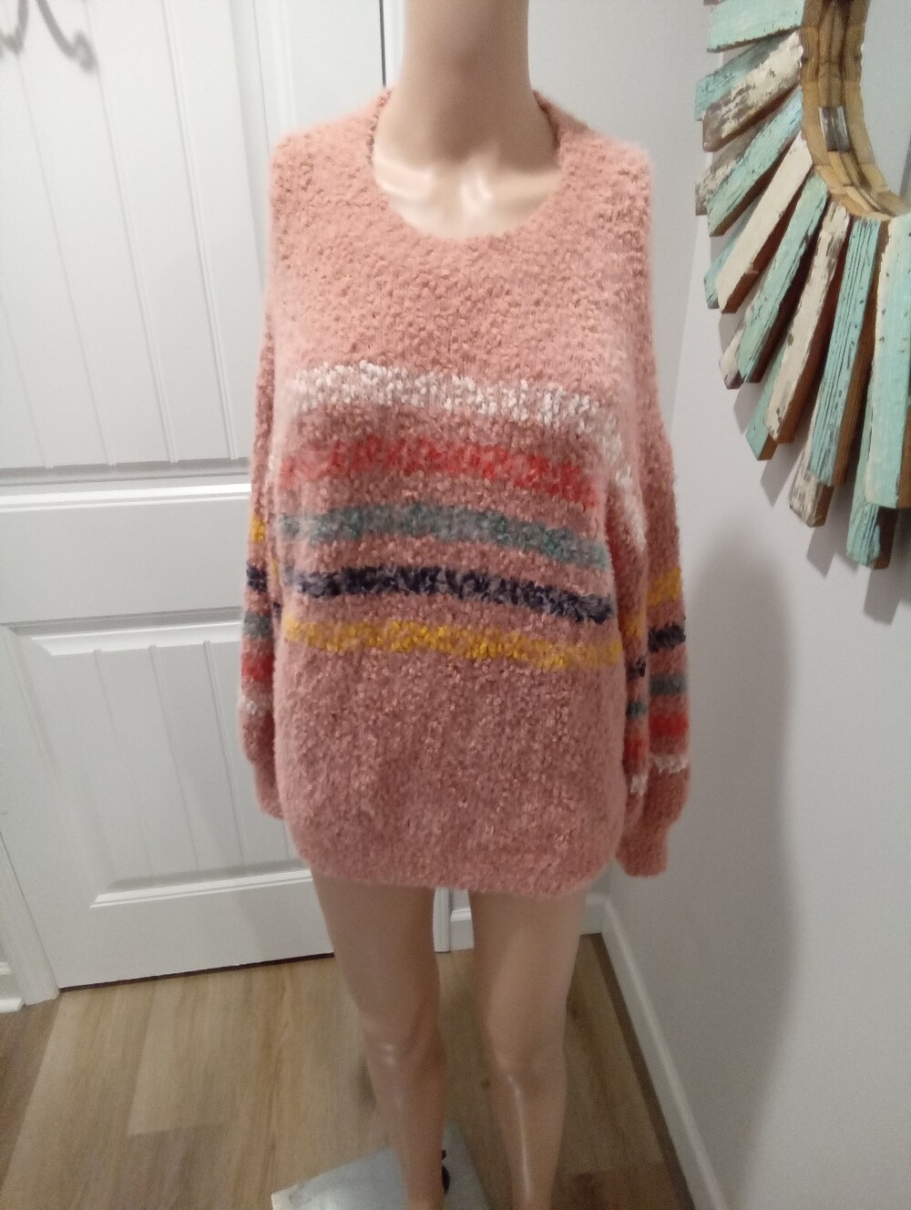 Bluivy Young Contemporary Sz M/L Pink Fuzzy Popcorn Knit Oversized Sweater